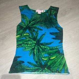 Versace Tropical Leaf Print Tank Top